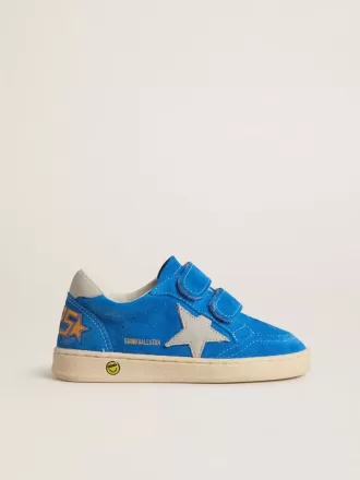 Teen Ball Star en daim bleu clair avec étoile et languette au talon en nubuck gris