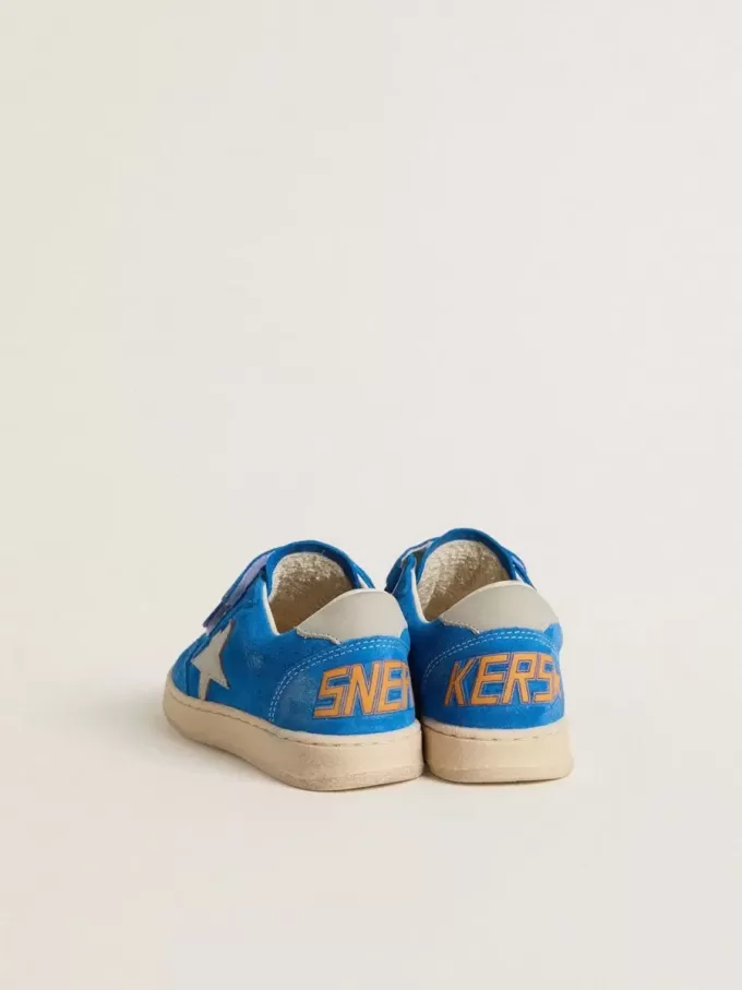 Teen Ball Star en daim bleu clair avec étoile et languette au talon en nubuck gris