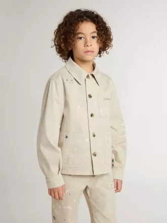 Veste beige pour enfant avec éclaboussures multicolores