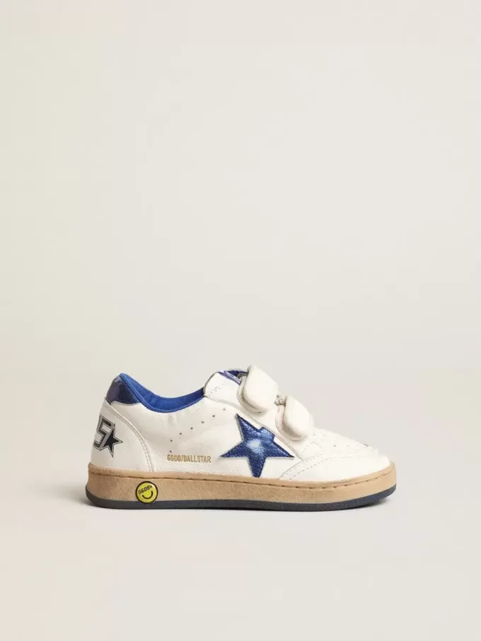 Young Ball Star avec étoile et languette au talon en cuir métallisé bleu