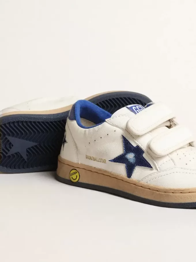 Young Ball Star avec étoile et languette au talon en cuir métallisé bleu