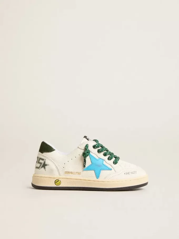 Young Ball Star avec étoile turquoise et languette en daim vert au talon