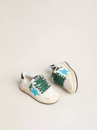 Young Ball Star avec étoile turquoise et languette en daim vert au talon