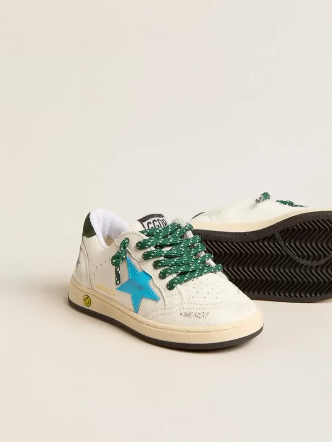 Young Ball Star avec étoile turquoise et languette en daim vert au talon