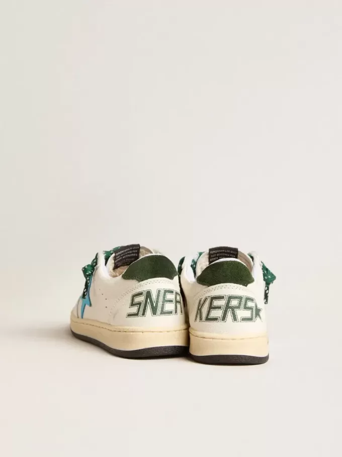 Young Ball Star avec étoile turquoise et languette en daim vert au talon