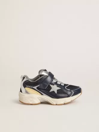 Young Lightstar en cuir bleu et maille avec étoile en cuir gris