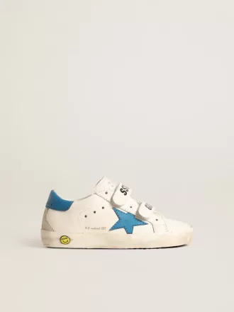 Young Old School en cuir avec étoile bleu clair et languette au talon