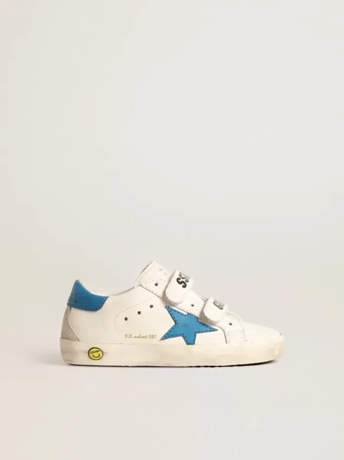 Young Old School en cuir avec étoile bleu clair et languette au talon