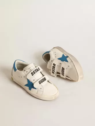 Young Old School en cuir avec étoile bleu clair et languette au talon