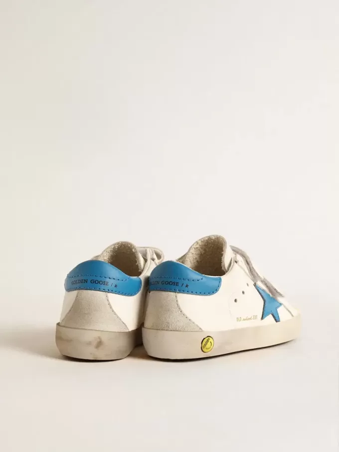 Young Old School en cuir avec étoile bleu clair et languette au talon