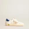 Young Super-Star en cuir nappa avec étoile beige et languette bleue au talon Young Super-Star en cuir nappa avec étoile beige et languette bleue au talon